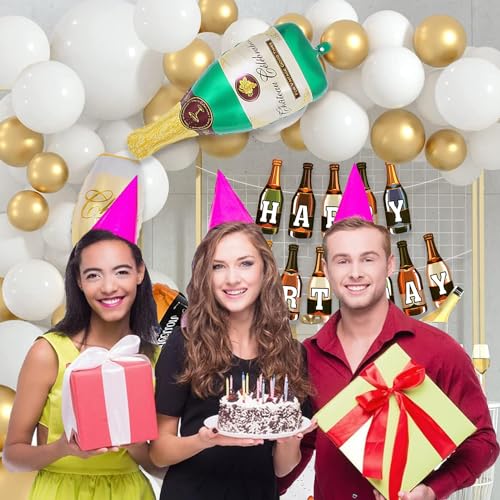 Image of Rozi Decoration Champagne Birthday Theme Decoration Items for Husband, Wife, Adults Birthday Decor, Wine Theme Birthday Decoration Pack of 35 Pcs