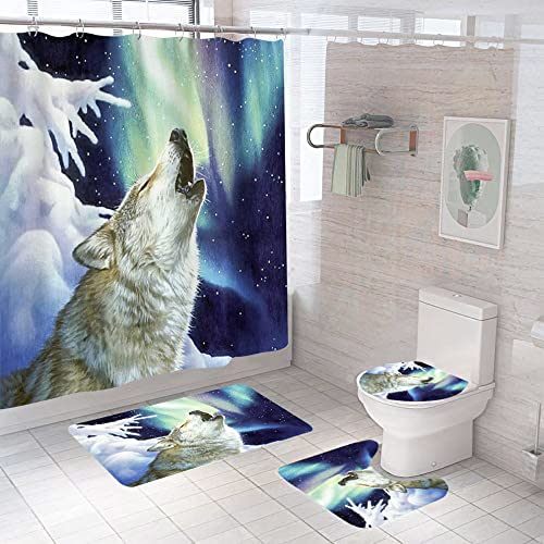 Tapis de douche loup 50x80cm antidérapant avec tapis contour WC