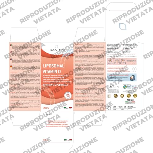 Bandini® Vitamina D Liposomiale Liquida Per Il Sistema Immunitario, Integratore Alimentare Per Rinforzo Muscoli, Ossa, Denti E Pelle, Alto Dosaggio Senza Ogm Con Tappo Dosatore, Vit D 2000 Ui 250 Ml - 5