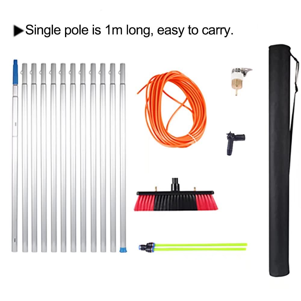 Limpiacristales， Kit de limpieza alimentado con agua(12m Rod,30cm Brush Head)