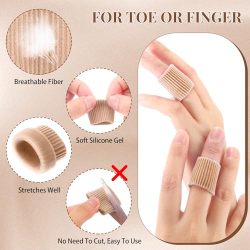 Image of Blulu 24 Pieces Toe Tubes 0.98 Inches Cushion Tube Corn Pads for Toes Sleeves Soft Gel Protectors for Cushions Corns Blisters Calluses 3 Size(Skin Color,Medium,Large)