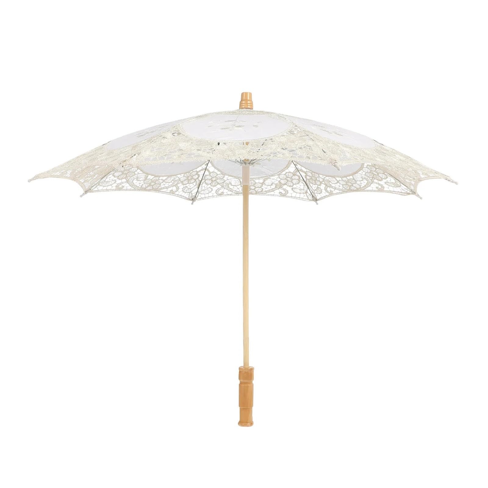 Hochzeit Spitzen-Sonnenschirm Spitzenschirm Brautfotografie Beige Spitze bestickter Sonnenschirm Holzgriff Hochzeit Deko Requisite Vintage Stil für Fotografie, Hochzeitsdekoration