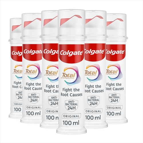 Colgate Total Active Prevention Original Toothpaste 100ml Pump | fights root causes* of many oral health problems | 24h antibacterial protection | clinically proven | patented technology