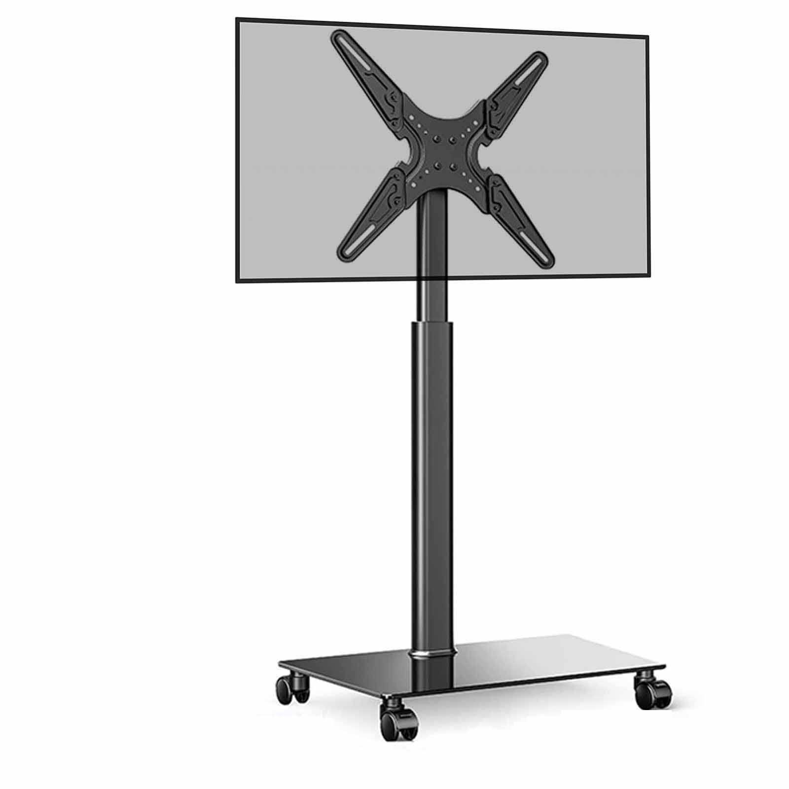 Supporto TV Mobile con Ruote - Supporto da Pavimento per TV LCD, Carrello TV Regolabile in Altezza con Base Robusta, per TV da 32-55 Pollici, VESA Massimo 400x400 m,