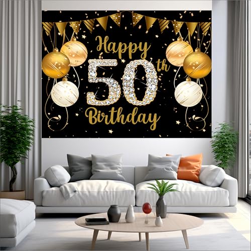 Image of 50th Birthday Backdrop 5x4 Ft | Backdrops for Decoration | Birthday Decoration Backdrop | Banner for Kids Theme Party
