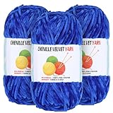 3 * 100g Velvet Chenille Chunky Yarn for Crocheting, Handcrafts Weaving Soft...