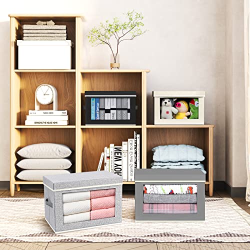 Homsorout Storage Bins With Lids, Fabric Storage Baskets With Window, Foldable Cube Storage Boxes With Handles, Closet Organizers And Storage Bins For Clothes, Toys, Books, 3 Packs, Grey #TOP2
