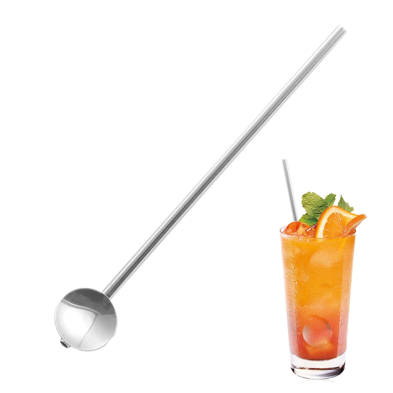 Yerba Mate - Cucchiaio da filtro in acciaio inox, con 2 spazzole per la pulizia, 1 cucchiaio riutilizzabile in metallo, per cocktail e tè sciolti, colore: argento