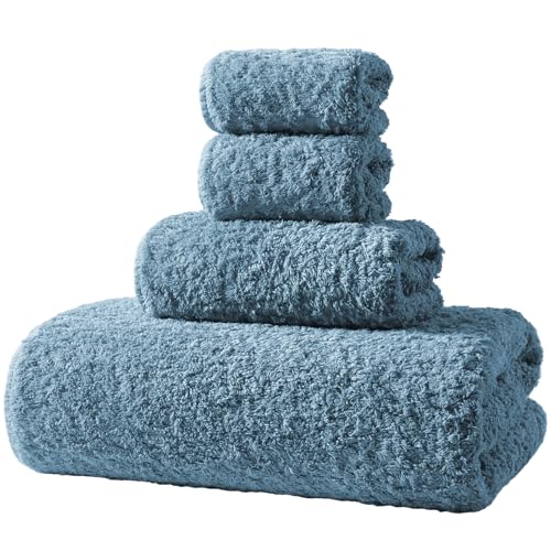 REDKISS Ultra-Plush Bath Towel Set - 900GSM Premium Thick Cotton for Bathroom & Spa, Super Absorbent Quick-Dry Bath Sheets with No Pilling (4-Piece Set for Adults, Luxury Hotel & Home Use)-Ink Blue
