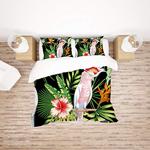 Housse de couette perroquet toutes saisons lit King linge de lit fleurs polyester