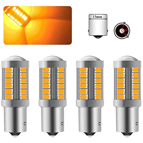 Sidaqi 4pcs 1156 BAU15S PY21W LED Bulb Amber Yellow Turn Signal Light Bulb Super Bright 6000K 5630 33 SMD Front and Rear Turn Signal Light 12-30V Cover