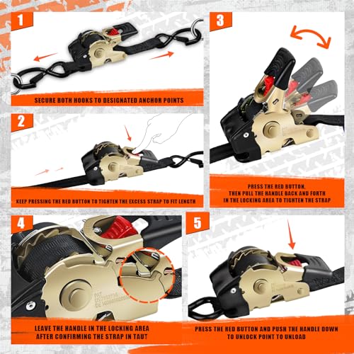Sangle à cliquet rétractable 1" pour moto et cargaison de 6FT - 5