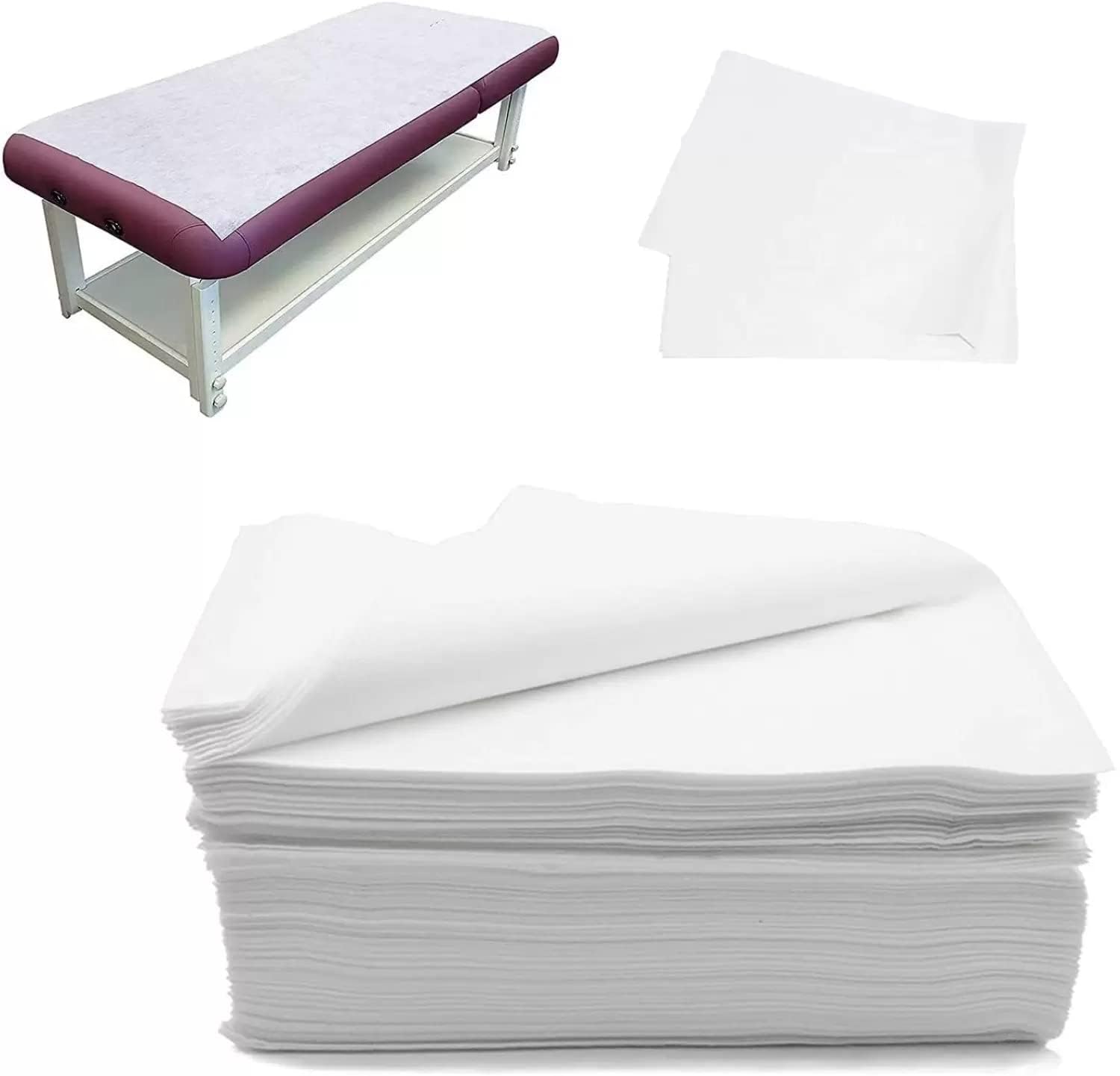 Disposable Bedsheets, Non-Woven Spa Massage Bed Sheets Table Top Cover Sheets for Clinic Sanitry Mats Travel Hospital Hotel Salon Sheets 31 * 72 Inch - Whit(Pack of 30)