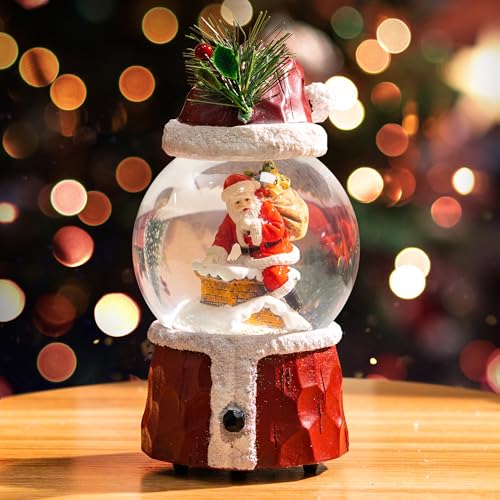 TZSSP Musical Christmas Snow Globe with Santa Figurine Plays Classic Holiday Music Glitter Water Ball for Festive Home Decor
