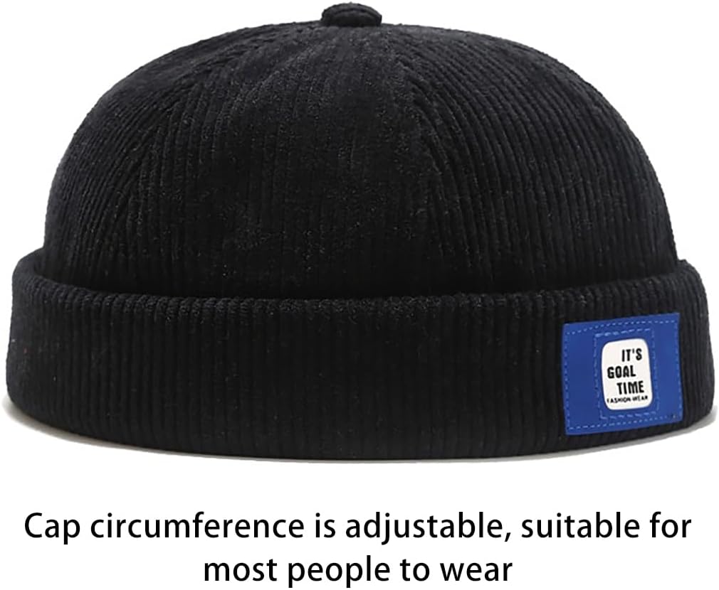 XYIYI Men Corduroy Brimless Hats Docker Cap Sailor Cap Worker Hat Rolled Cuff Retro Beanie Hat - Image 7