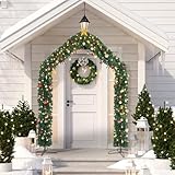 Outvita 8.5ft Christmas Arch, Artificial Hinged Christmas Tree Arch Includes Stand for Home Party Festival Decoration Patio Yard Porch Green