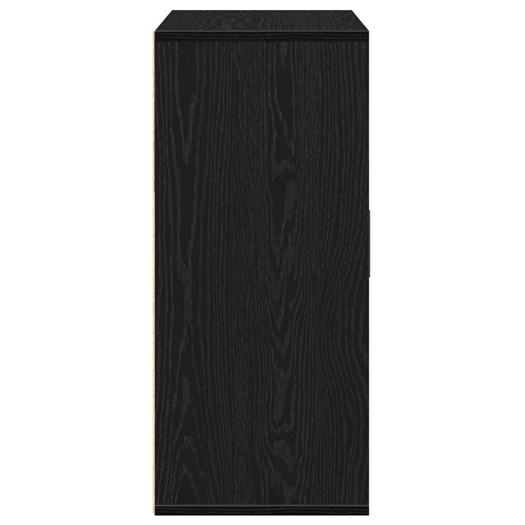 Credenza nera effetto rovere, 60 x 31 x 70 cm, comò con anta