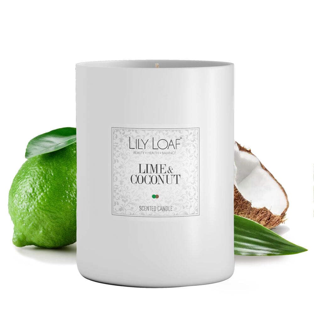 Lily & Loaf Lime & Coconut Soy Wax Candle – Citrus & Tropical Scented Candle, Phthalate Free, Approx. 40 Hour Burn Time