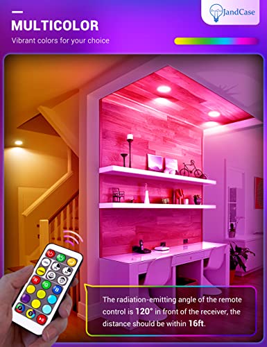 Jandcase Color Changing Flood Light Bulbs[4 Pack] Br40 Color Light Bulb With Remote，15W Equivalent 120W，Multi-Color Recessed Light Bulb 1500Lm，E26 Led Light Bulb For Christmas，Party，E-Gaming Room #TOP4