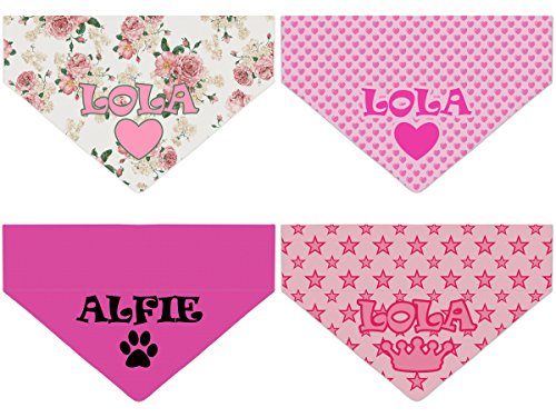 Hundehalstuch, Rosa, verschieden Designs, lässt sich am Hundehalsband...