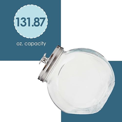 Miniatura 4 de Home Basics Tarro de cristal grande con tapa, paquete de 4, tarro alto transparente para dulces, aperitivos y golosinas para mascotas, tarro grande