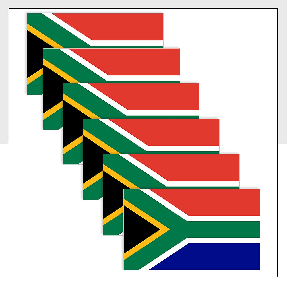 Pack of 6 South African Flag Sticker Self Adhesive Vinyl Sticker (50 x 33 mm) Flag Stickers for Bike, Car, Laptops Packwith®