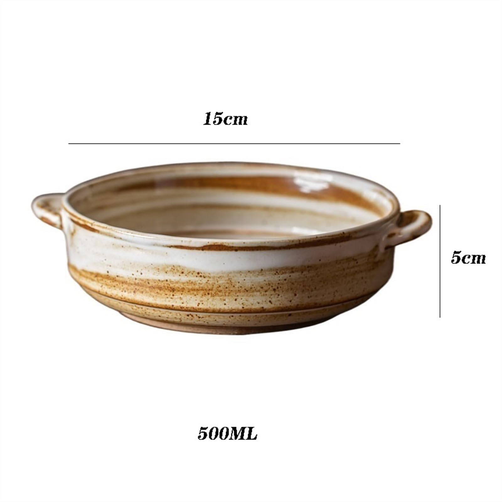 Teglie per forno Piatto fondo piccolo in ceramica ruvida con doppie orecchie, piatto da forno for microonde, ciotola for la colazione, ciotola for macedonia di frutta, piatto da dessert for tè Teglia