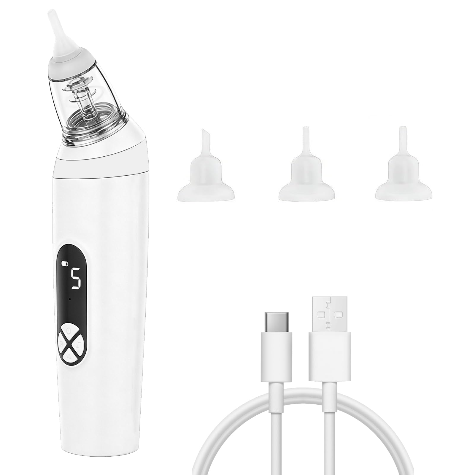 Nasal Aspirator for Baby Electric Snot Sucker with 3 Silicone Tips Adjustable 3 Suction Levels Rechargeable Anti-Backflow Nose Cleaner for Newborns Toddlers, Daily Care, Easy Clean Travel Portable