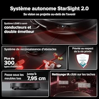 roborock Saros 20 Set Robot Aspirateur Laveur 36000Pa, Châssis AdaptiLift 3.0, Système Autonome StarSight 2.0, Double Anti-enchevêtrements, Technologie FlexiArm, Nouvelle Station RockDock, Ultra-mince