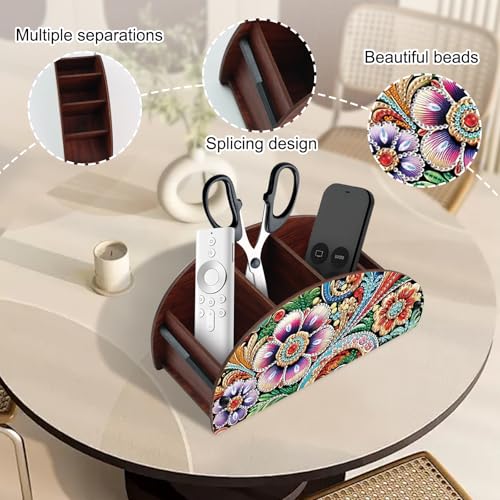 Image of Diamond Painting Art Kit Organizer Box, colorful flowers DIY Special Shape Diamond Partial Mosaic Handmade Making Kit Organizer Box, Modern Home Dining Living Room Table Top Decor Art Decoration