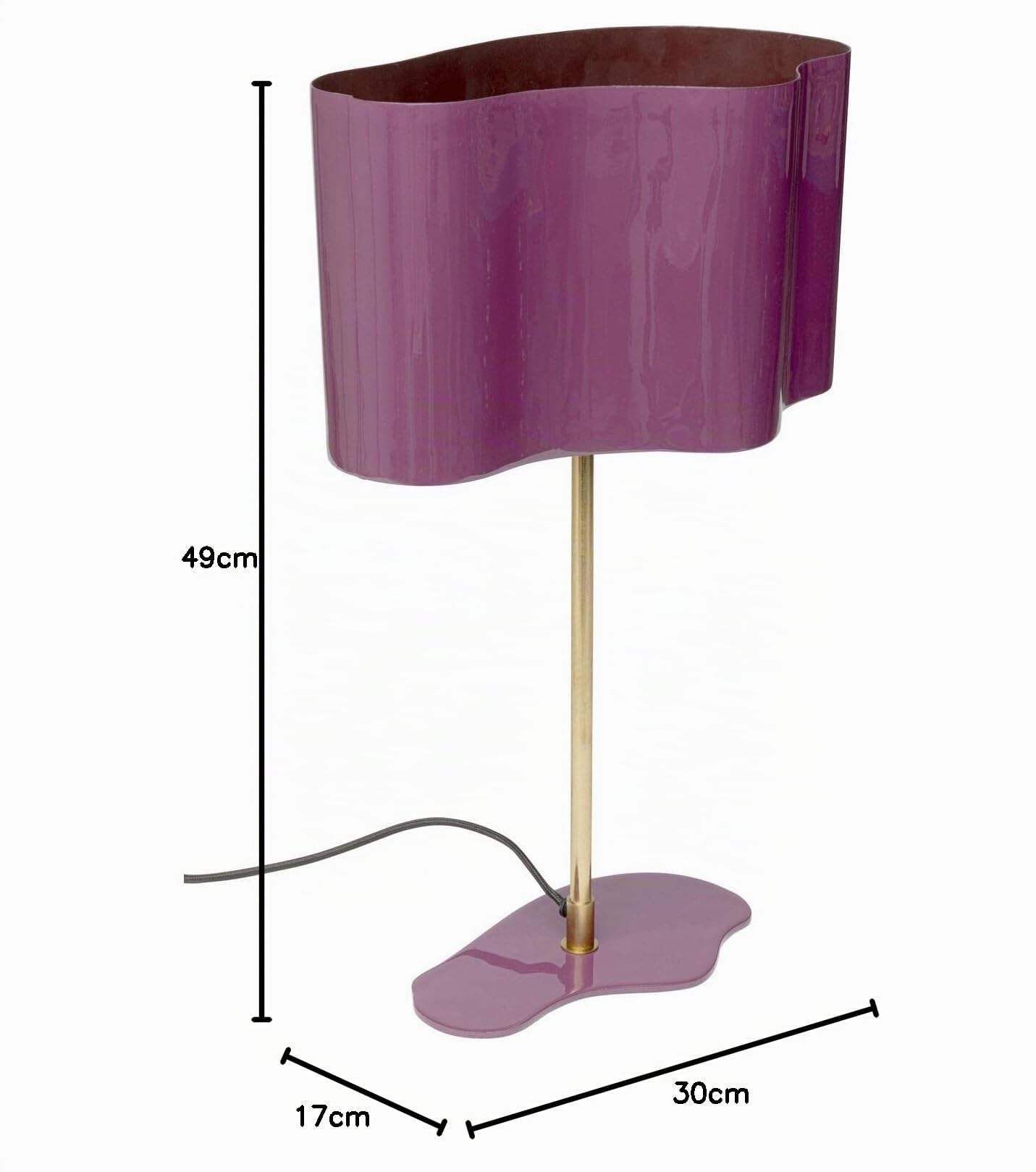 Kare Design Tischlampe Cloudy Oval Pflaume, 49cm Höhe, Violett, Lila, Edelstahl, Moderne Tischleuchte, Büro, Wohnzimmer, keine Leuchtmittel inklusive, 49x30x17 cm (HxBxT)