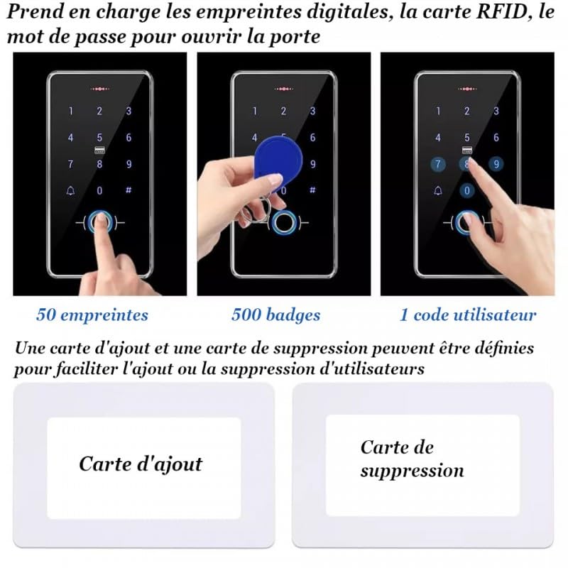 Digicode à codes et empreintes digital pour porte et portillon