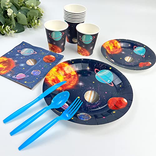 Outer Space Birthday Party Supplies, Space Party Disposable Tableware Set, Paper Plates Cups Napkins Knives Forks Spoons For Kids Solar System Planets Baby Shower, Astronaut Party Decoration Serves 20 #TOP4