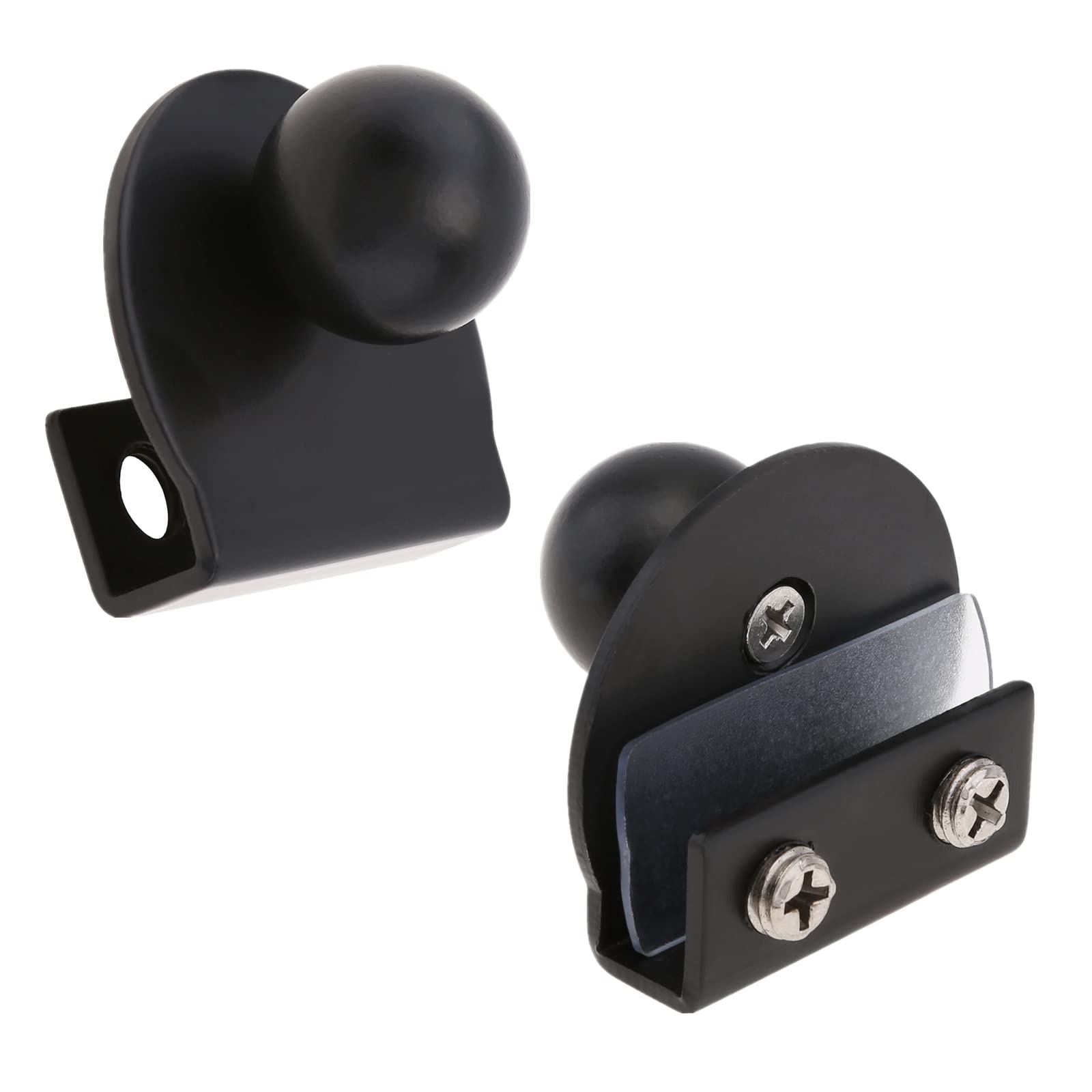 HOJLKLD Glass Door Pull Handle, 2PCS No Drilling Black Glass Clips Door Knobs for 5-8mm Showcase Furniture Cabinets Drawer (2, Black)