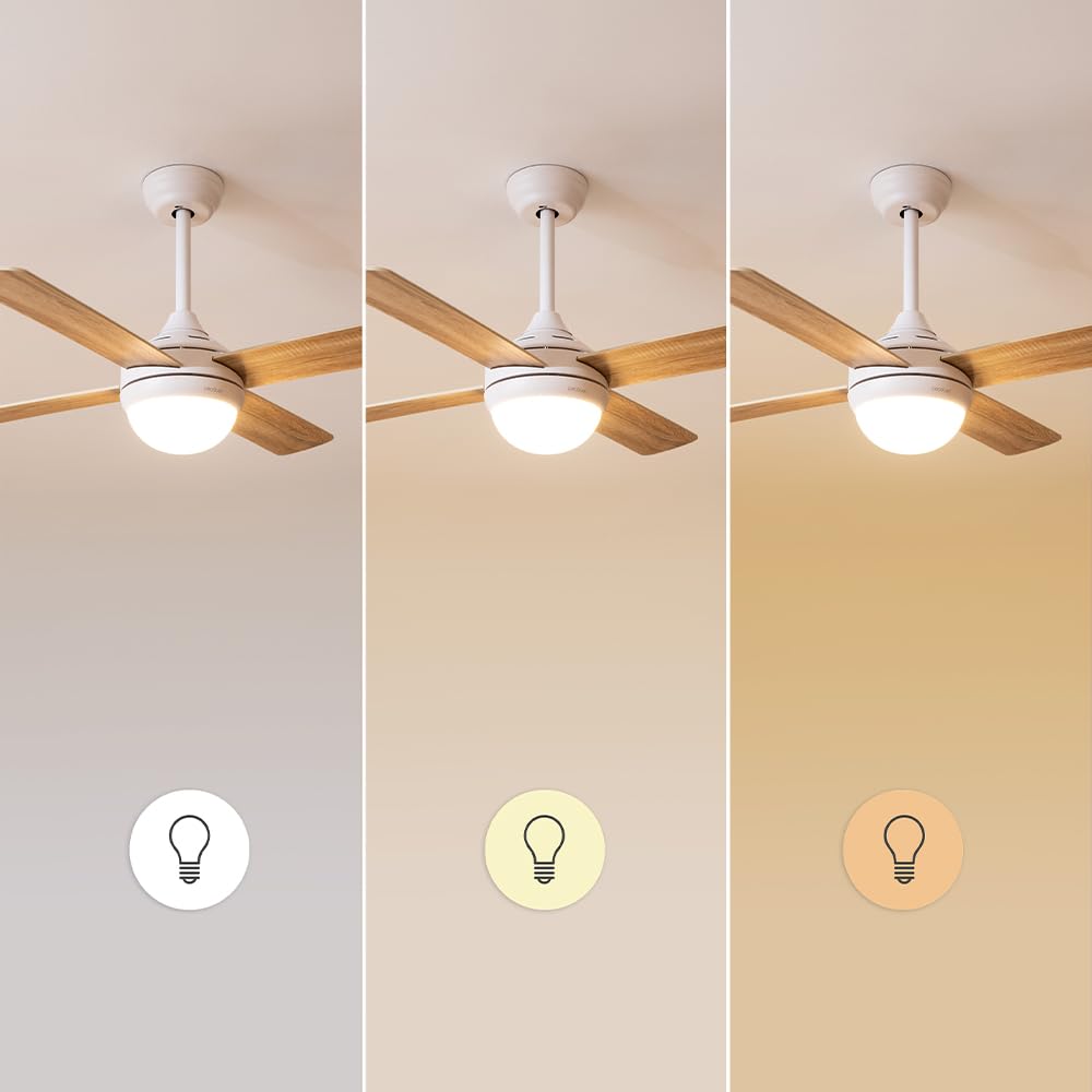 Cecotec Ventilateur de Plafond avec Lumière Energysilence Aero 4250 DC Fresh, 40 W, Moteur DC, Diamètre 42” (106 cm) avec 4 Lames Réversibles, LED, Télécommande, Minuterie, 6 Vitesses