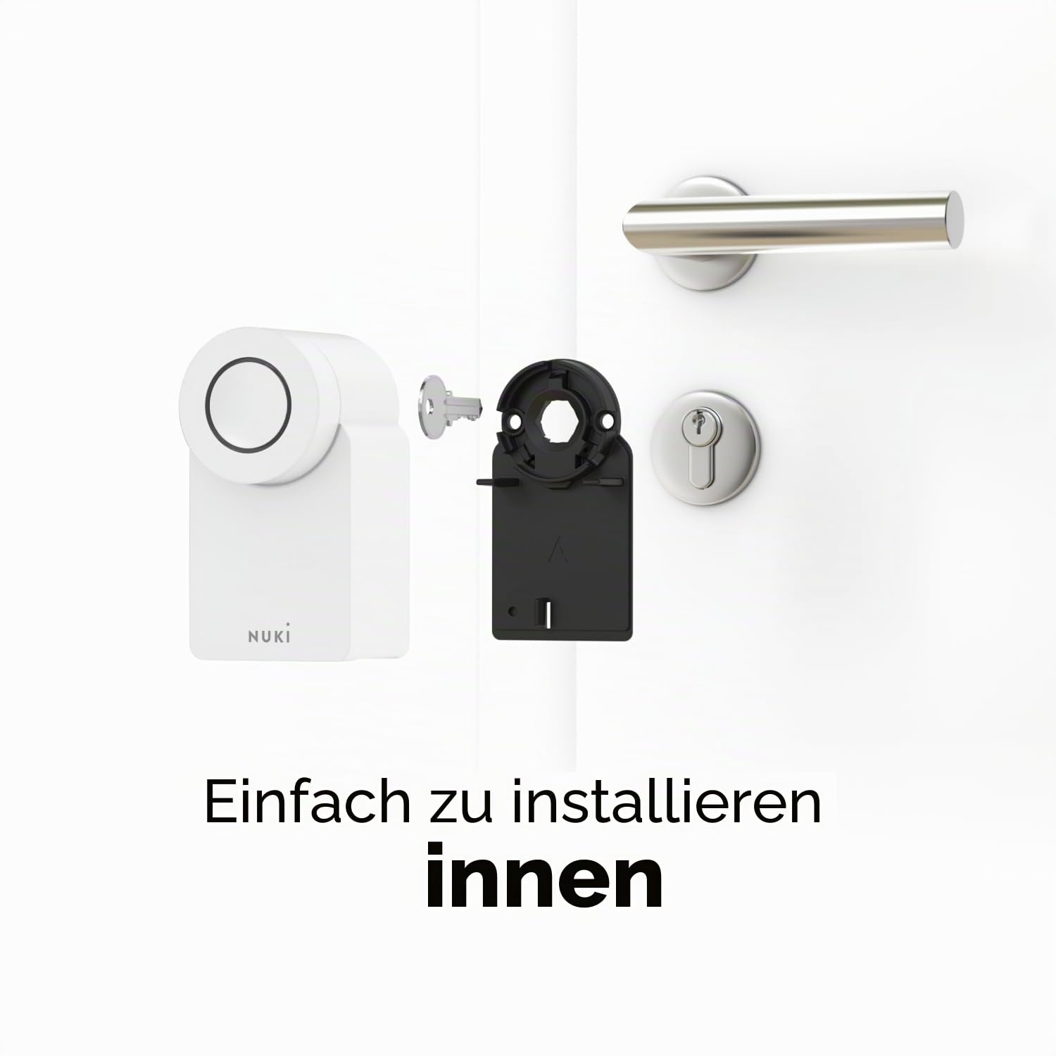 Nuki Smart Lock (2023), Smartschloss mit Matter für schlüssellosen Zugang, ohne strukturelle Eingriffe, elektronisches Schloss verwandelt Ihr Smartphone in einen Schlüssel, weiß