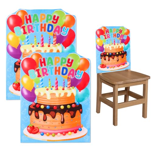 Adecortalk 2 Pcs Birthday Chair Cover for Kids Classroom Seat Covers Folding Chair Covers for Kids Adults Class School Home Office Birthday Party Decorations
