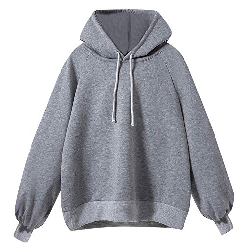 Preisvergleich Produktbild KEERADS Damen Pullover Langarm Basic Sweatshirt Langarmshirt Hoodie(L,2Grau)