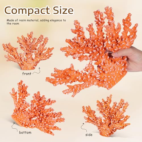 Escultura decorativa de coral de resina amarilla 13.4x9.4 pulgadas miniatura 2