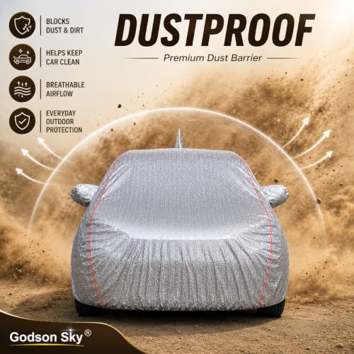Image of Car Cover for Baleno, Silver, Waterproof, Dustproof, UV Ray Protection, with Mirror and Antenna Pocket, Elastic Hem and Buckle Belt
