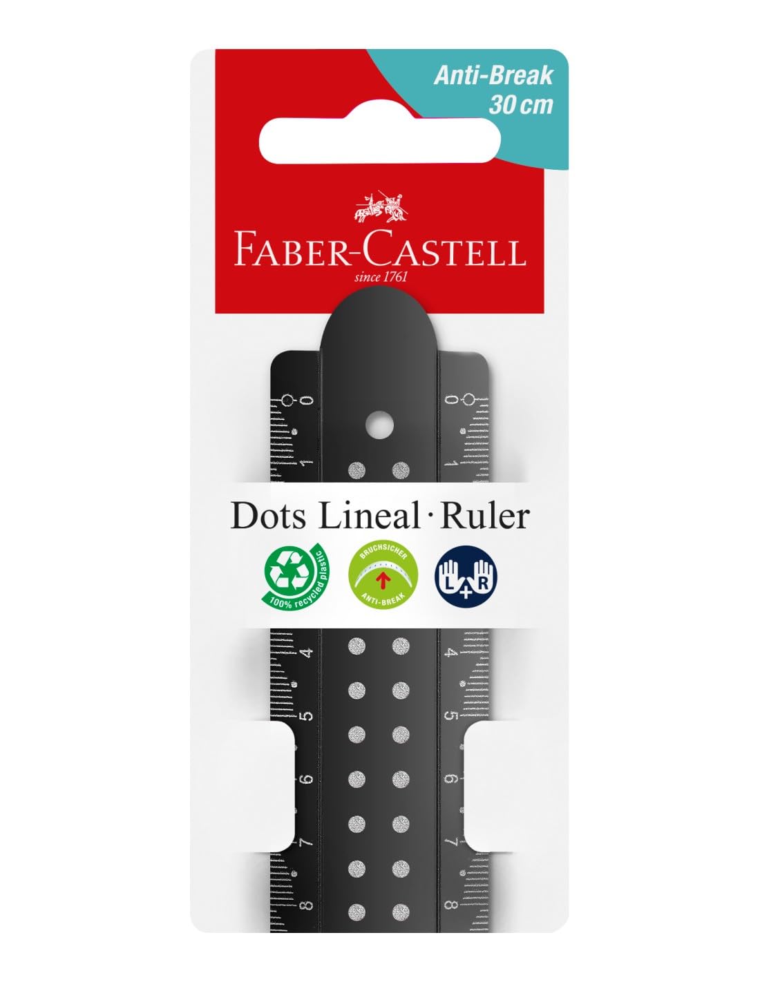 Faber-Castell 172131 Ruler with Dots 30 cm Black