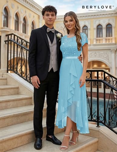 Image of BeryLove Formal Dresses for Women 2026 Wedding Guest with Slit Cocktail Elegant Lace Long Prom Dress