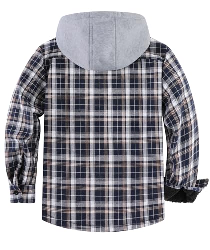 ZITY Men's Flannel Fleece Hoodie Plaid Sherpa Lined Jackets Zip Up With Pocket3