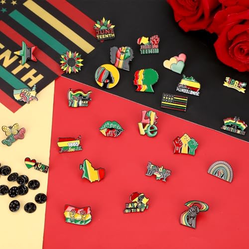 Image of SANNIX 60Pcs Juneteenth Pins, Juneteenth Freedom Day Lapel Pins | Black History Month Badge Pin, African American Button Decor, for Backpacks Clothes Decorations, 30 Styles