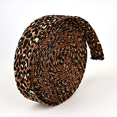 10 Yards 1.5 Inch Leopard Polyester Webbing Leopard Polyester Fabric Ribbon Animal Print Webbing Handbag Polyester Soft Webbing Key Fob Nylon Strap Dog Collar Garment Belt Diy Sewing Accessories #TOP4