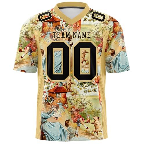 AIRevo Custom Floral Print Football Jersey Professional Football Short Sleeve Training Uniform Personalized Your Own Name Number Logo Athletic Shirt for Men Women