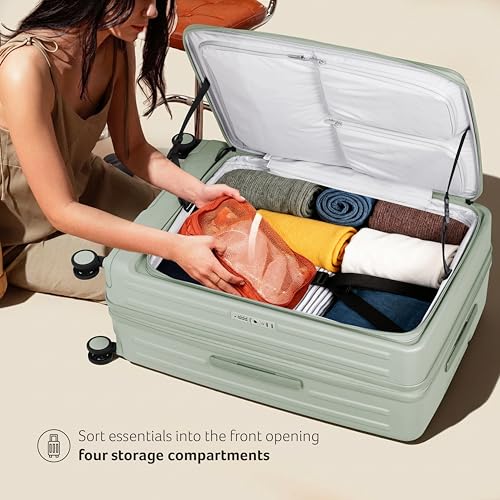 Image of Acer Barcelona Suitcase, 28 inch Check-in, with 360 Degree Spin 8 Wheels, TSA Lock, Top Opening, Expandable, Recycled Polyester Material, Green