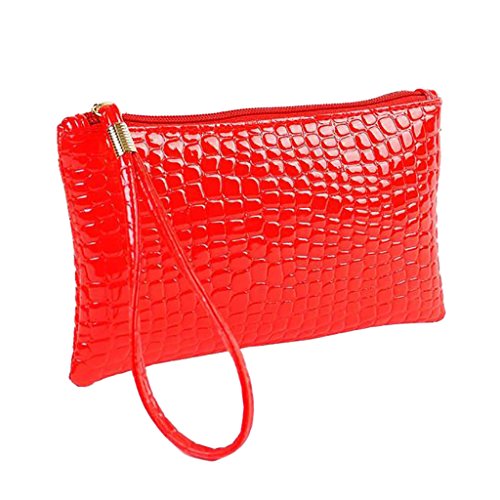 Preisvergleich Produktbild HWTOP Frauen Krokodilleder Clutch Handtasche Tasche Geldbörse (Rot)