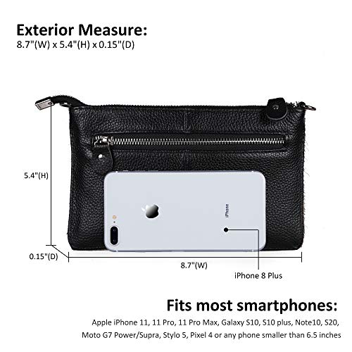 Image of befen Genuine Leather Wristlet Clutch Wallet Purses Small Crossbody Bags for Women with RFID Blocking Card Slots
