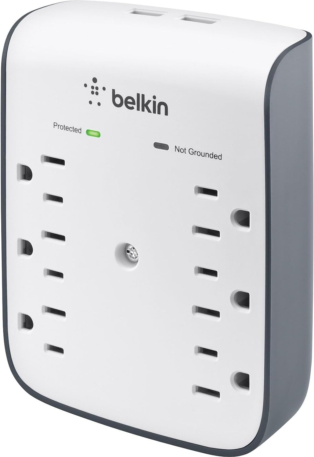 Belkin BSV602TT SurgePlus USB Wall Mount Charger, 6 Outlets; 2 USB, White